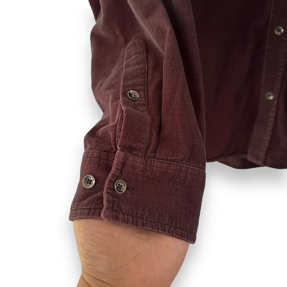 PrAna Men’s Maroon Dooley Long Sleeve Corduroy Shirt Size XL - Picture 6 of 10
